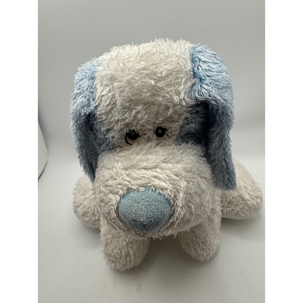 Aurora Baby Plush Puppy Dog Stuffed Animal White Blue Soft Floppy Ears